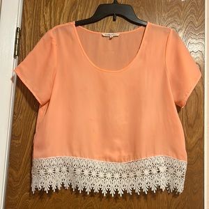 Peach ruffled blouse